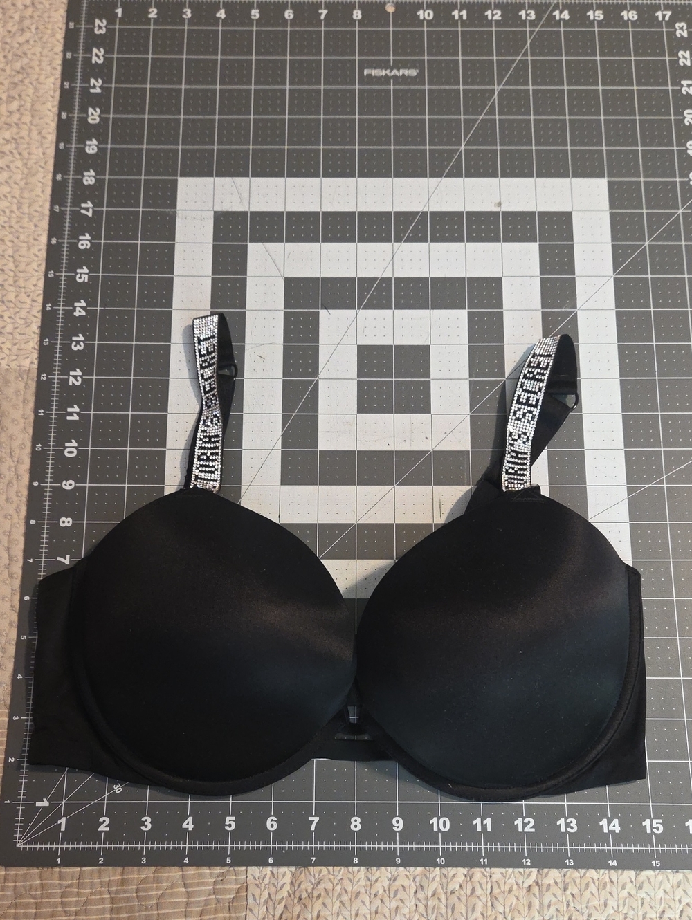 Victoria's Secret Black Rhinestone Strap Push-Up Bra